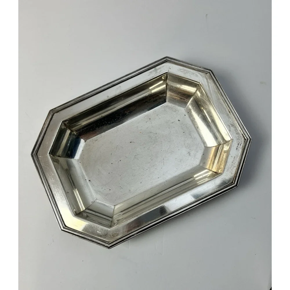 Silver Plate Covered Serving Dish Dinnerware Party Tray Traditional Maximalist